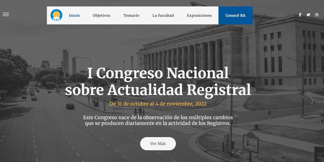 Portada de la web oficial de la primera edición, con el edificio de la Facultad de Derecho de la UBA de fondo.