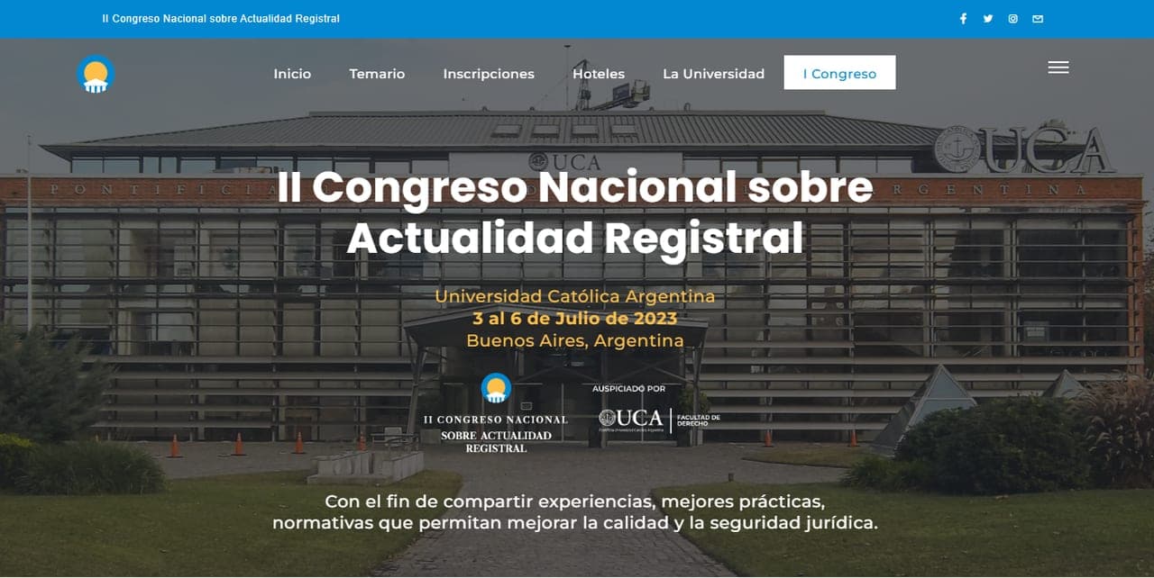 Portada de la web oficial de la segunda edición, con la sede de la UCA de fondo.